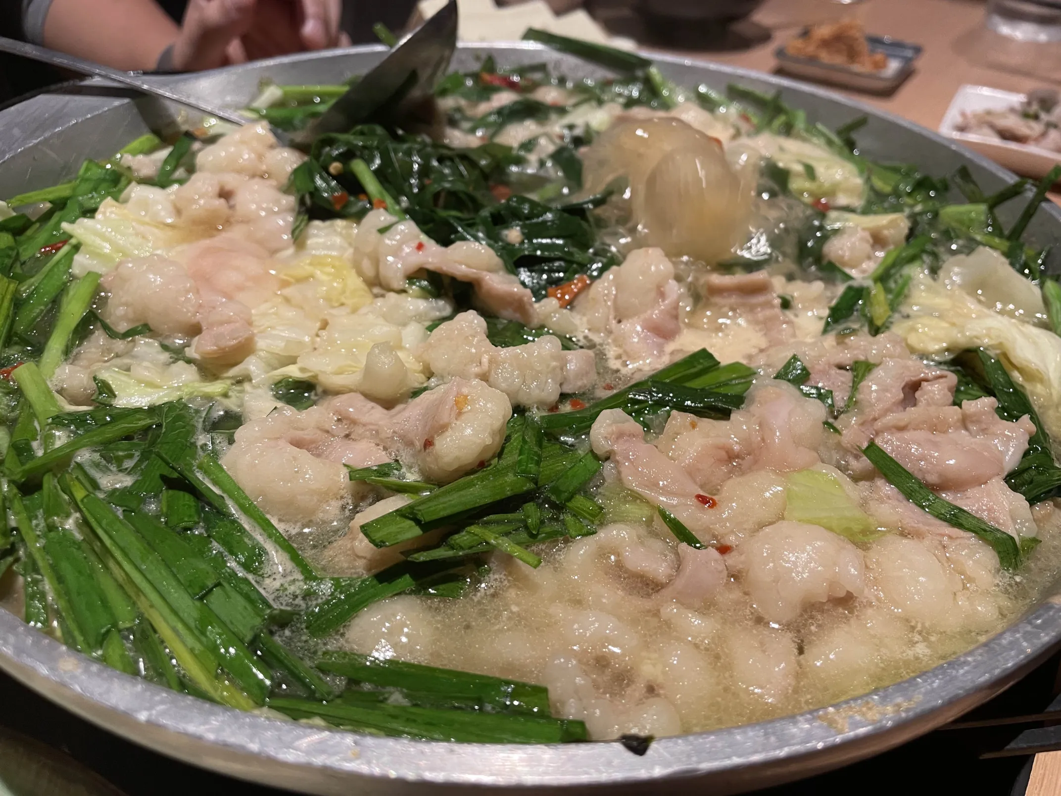 元祖もつ鍋 楽天地 アパ博多駅東店 にて頂いたもつ鍋の写真